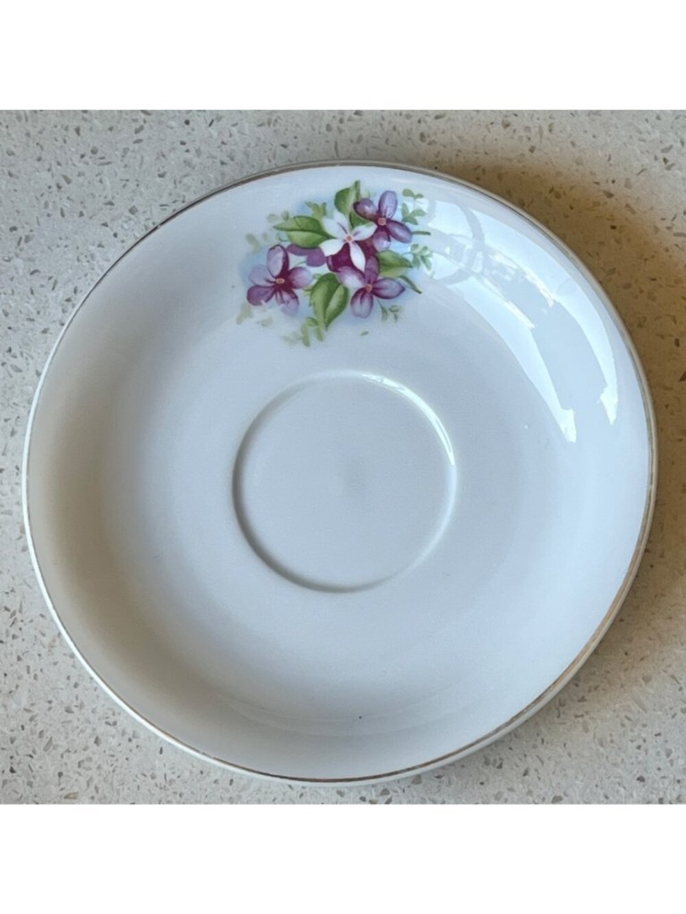 Saucer Violets Porcelain Gold Rim 5.5" Dia. Marked Japan VTG Replacement